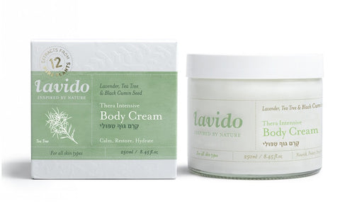 לבידו - קרם גוף טיפולי - מכיל קצח, עץ התה ולבנדר - 250 מ"ל